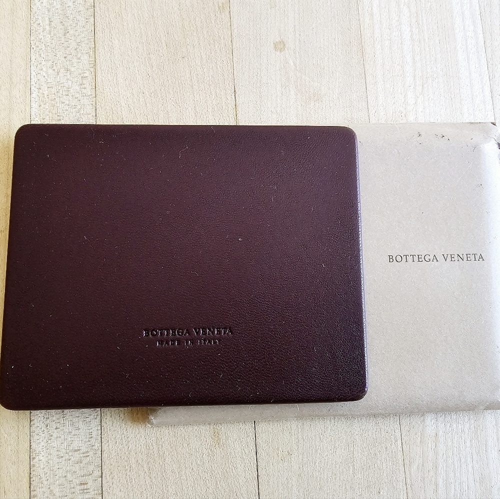 Bottega Veneta Burgundy Leather Pocket Mirror